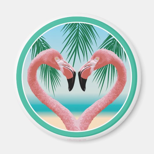 Flamingo Love (tropische Valentijn) Magneet (Voorkant)