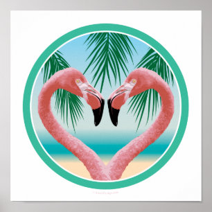 Flamingo Love (tropische Valentijn) Poster