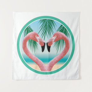 Flamingo Love (tropische Valentijn) Wandkleed