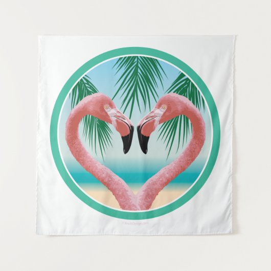 Flamingo Love (tropische Valentijn) Wandkleed (Voorkant)