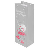 Flamingo Love Vrijgezellenfeest gift bag wine Wijn Cadeautas (Achterkant Gekanteld)
