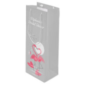 Flamingo Love Vrijgezellenfeest gift bag wine Wijn Cadeautas (Voorkant Gekanteld)