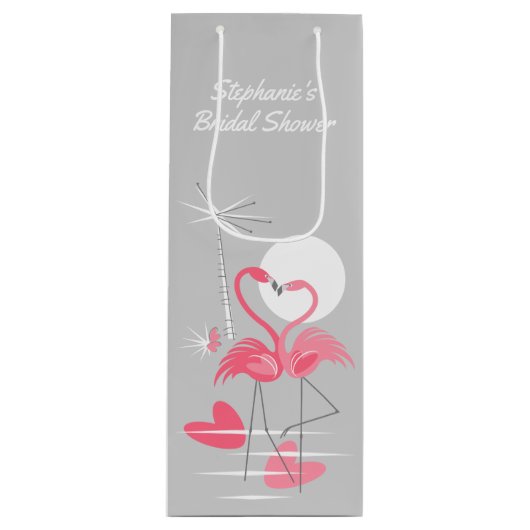 Flamingo Love Vrijgezellenfeest gift bag wine Wijn Cadeautas (Voorkant)