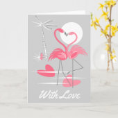 Flamingo Love with Love greetcard Kaart (Gele Bloem)