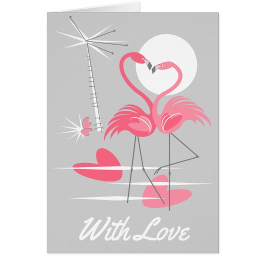 Flamingo Love with Love inside text grijs (Voorkant)
