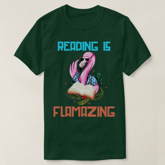 Flamingo Lover Boekenworm Gift Lezen T-shirt (Design voorkant)
