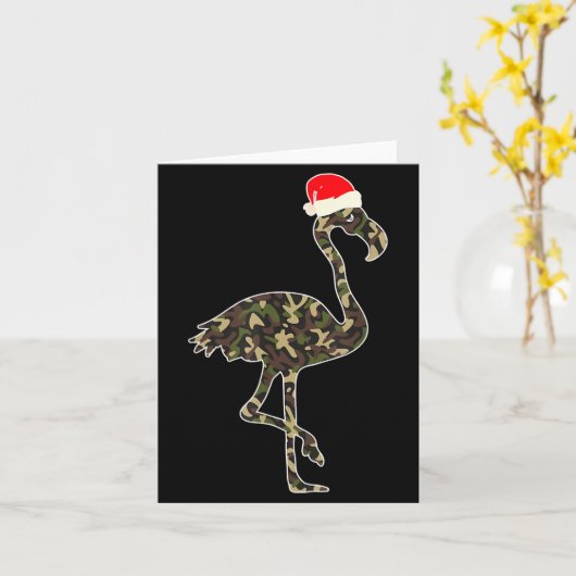 Flamingo Lover Christmas Santa Hat Camouflage Illu Kaart (Gele Bloem)