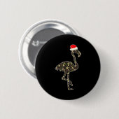 Flamingo Lover Christmas Santa Hat Camouflage Illu Ronde Button 5,7 Cm (Voorkant /achterkant)