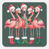 Flamingo Lover Gift Kerstmis Vrolijke Kerstmis Vierkante Sticker (Voorkant)