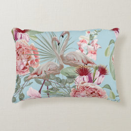 Flamingo lover trendy floral Patoral Blue Accent Kussen