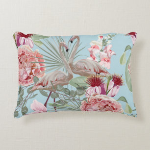 Flamingo lover trendy floral Patoral Blue Accent Kussen