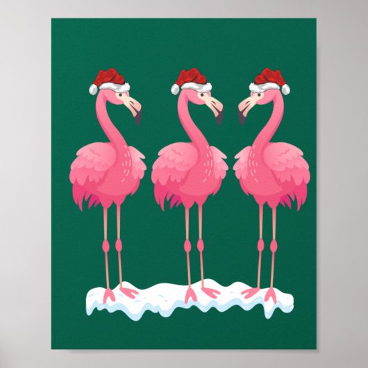 Flamingo Lover Xmas Verlichting Santa Pink Flaming Poster (Voorkant)