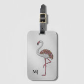 Flamingo Lover's Silver Bored Bagagelabel (Voorkant (verticaal))