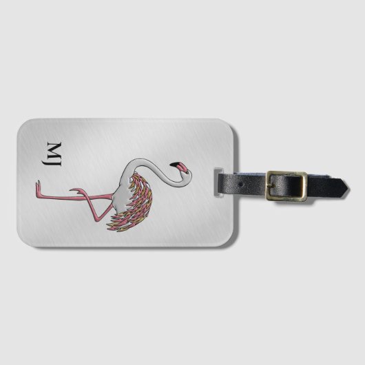 Flamingo Lover's Silver Bored Bagagelabel (Voorkant (horizontaal))