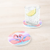 Flamingo Lovers Zandsteen Onderzetter (Zijkant)