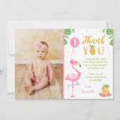 Flamingo Luau First 1st Birthday Bedankt kaarten (Voorkant)