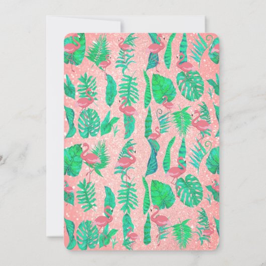 Flamingo Luau Party Kaart (Achterkant)
