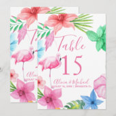 Flamingo luau tropische bloemenkrans bruiloft kaart (Voorkant / Achterkant)