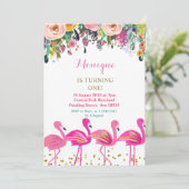 Flamingo Luau verjaardagsuitnodiging Kaart (Staand voorkant)