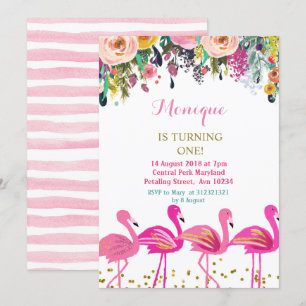 Flamingo Luau verjaardagsuitnodiging Kaart