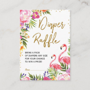 Flamingo Luier Raffle Baby Tropische Zomer Bloemen Informatiekaartje