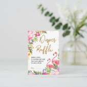 Flamingo Luier Raffle Baby Tropische Zomer Bloemen Informatiekaartje (Staand voorkant)