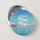 Flamingo Magic Travel Summer Tropical Zee Beach Ronde Button 7,6 Cm (Voorkant /achterkant)