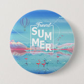 Flamingo Magic Travel Summer Tropical Zee Beach Ronde Button 7,6 Cm (Voorkant)