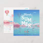 Flamingo, Magic Travel, Summer Tropical Zee Beach Save The Date (Voorkant / Achterkant)