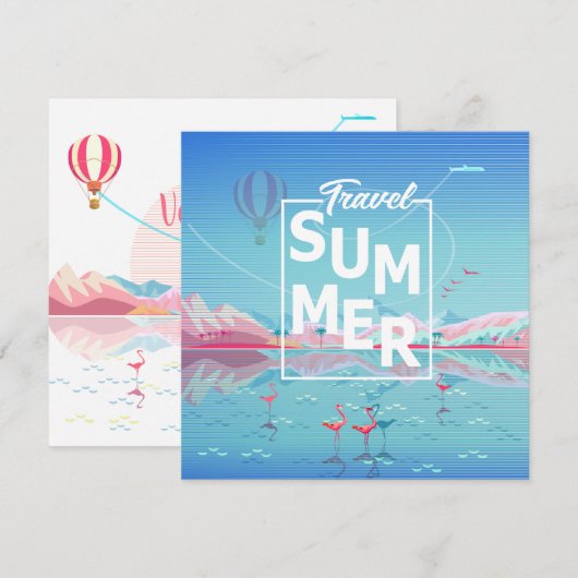 Flamingo, Magic Travel, Summer Tropical Zee Beach Save The Date (Voorkant / Achterkant)