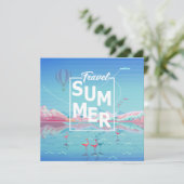 Flamingo, Magic Travel, Summer Tropical Zee Beach Save The Date (Staand voorkant)