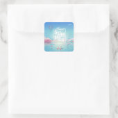 Flamingo, Magic Travel Tropical Zee Beach Trendy Vierkante Sticker (Tas)