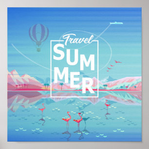 Flamingo, Magische Reis, Strand van het Zee van de Poster