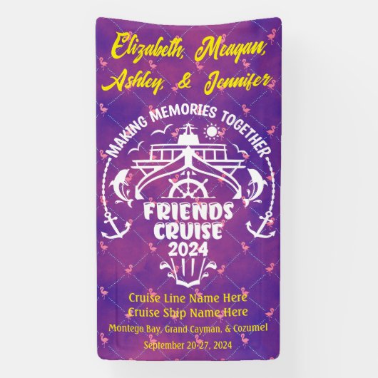 Flamingo maken herinneringen samen vriend cruise spandoek (Verticaal)