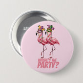 Flamingo Mardi Gras feestgangers Ronde Button 7,6 Cm (Voorkant /achterkant)