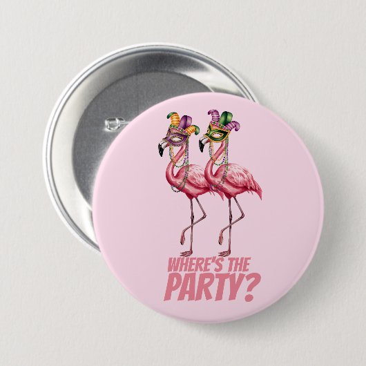 Flamingo Mardi Gras feestgangers Ronde Button 7,6 Cm (Voorkant /achterkant)