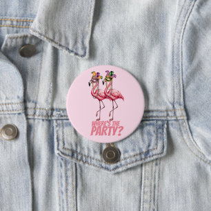 Flamingo Mardi Gras feestgangers Ronde Button 7,6 Cm