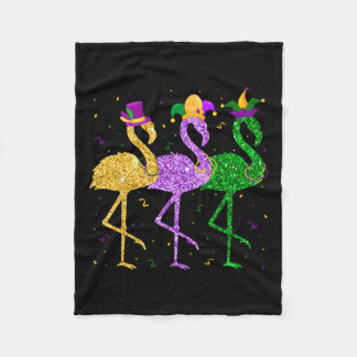 Flamingo Mardi Gras Funny Mask Beads Carnival Part Fleece Deken
