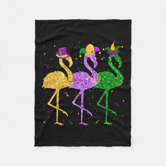Flamingo Mardi Gras Funny Mask Beads Carnival Part Fleece Deken (Voorkant)