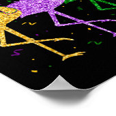 Flamingo Mardi Gras Funny Mask Beads Carnival Part Poster (Hoek)