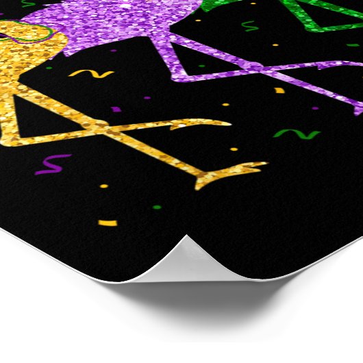 Flamingo Mardi Gras Funny Mask Beads Carnival Part Poster (Hoek)