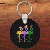 Flamingo Mardi Gras Funny Mask Beads Carnival Part Sleutelhanger (Voorkant)