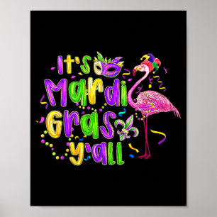 Flamingo Mardi Gras Yall Fleur De Lis Preppy Vet D Poster