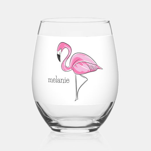 Flamingo Meisjes Nacht Ik ben de Kuster Bruid Aang Wijnglas Zonder Voet (Achterkant)