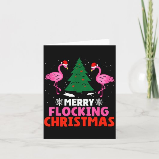 Flamingo Merry Flocking Christmas Funny Xmas Men W Kaart (Voorkant)