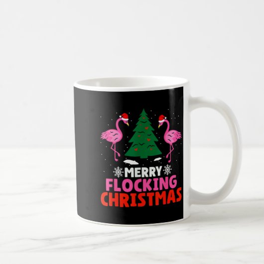 Flamingo Merry Flocking Christmas Funny Xmas Men W Koffiemok (Rechts)