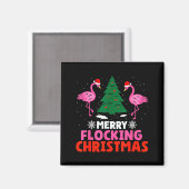 Flamingo Merry Flocking Christmas Funny Xmas Men W Magneet (Voorkant / Achterkant)