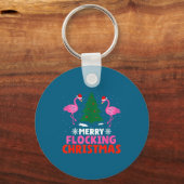 Flamingo Merry Flocking Christmas Funny Xmas Men W Sleutelhanger (Voorkant)