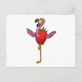 Flamingo met Aardbei Briefkaart (Voorkant)