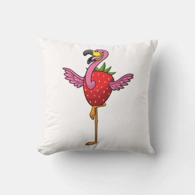 Flamingo met aardbei kussen (Voorkant)